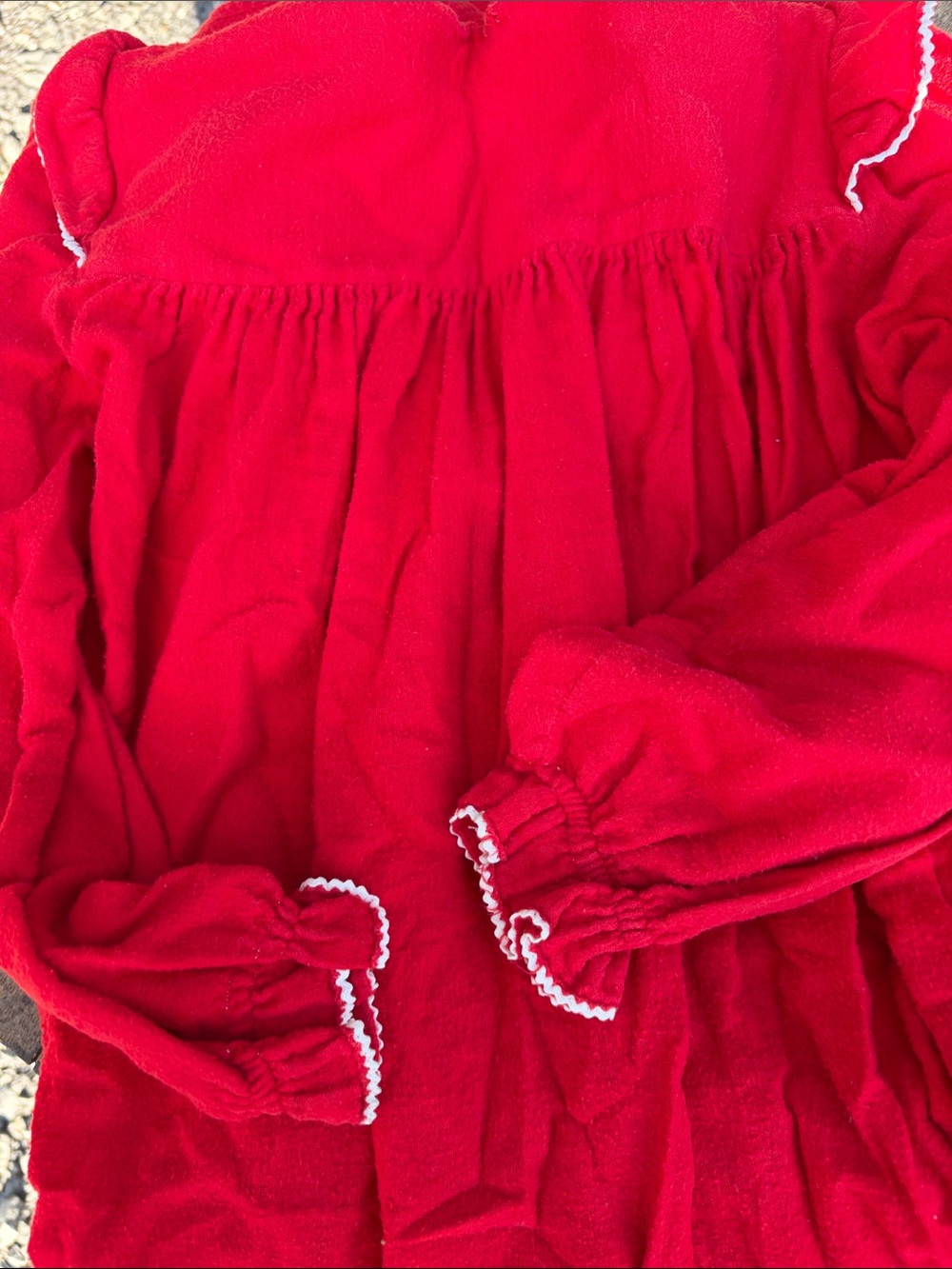 Vintage Red Ruffled Long Sleeve Nightgown 50's
